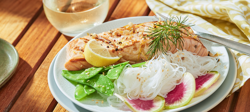 Grilled Salmon with Rice Noodle Salad